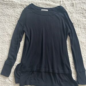 We The Free Black Waffle Knit Sweatshirt